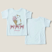 Kat met ijskegel en naam peuter T-shirt (Ontwerp Voorkant & Achterkant)