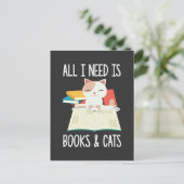 Kat met kat Book Reader, verslaafd aan boekworm li Briefkaart (Staand voorkant)