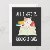 Kat met kat Book Reader, verslaafd aan boekworm li Briefkaart (Voorkant / Achterkant)