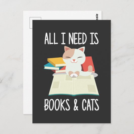 Kat met kat Book Reader, verslaafd aan boekworm li Briefkaart (Voorkant / Achterkant)