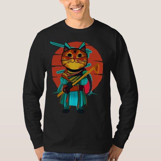 Kat met katana T-Shirt (Voorkant)
