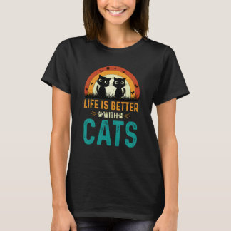 Kat met kattenretro t-shirt