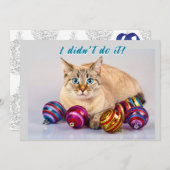 Kat met kerstballen Twee met kerstmis Kaart (Voorkant / Achterkant)