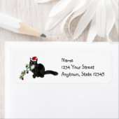 Kat met kerstbomen Retouradreslabels Etiket (Insitu)