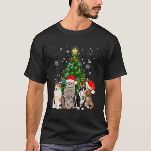 Kat met kerstboomkat Kat met kerstboomkat Kat met T-shirt (Voorkant)