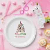 Kat met kerstboomkat met deksel met kat met kerstm papieren bordje (Feest)