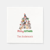 Kat met kerstboomkat met deksel met kat met kerstm servet (Voorkant)