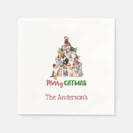 Kat met kerstboomkat met deksel met kat met kerstm servet