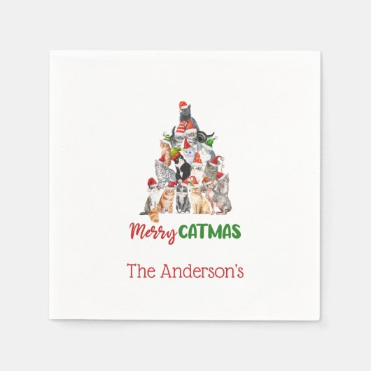 Kat met kerstboomkat met deksel met kat met kerstm servet (Voorkant)