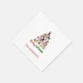 Kat met kerstboomkat met deksel met kat met kerstm servet (Hoek)