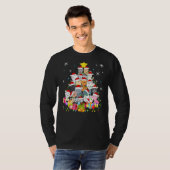 Kat met kerstboomkat met laffe flauw met kerstmis  t-shirt (Voorkant volledig)