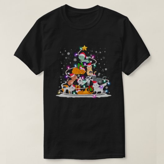 Kat met kerstboomklep Kat Lover Kittens Meowy Ca T-shirt (Design voorkant)