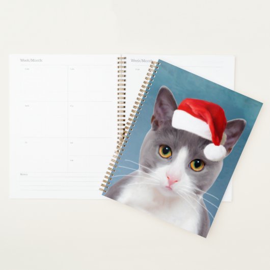 Kat met kerstcadeau voor kerstmis planner (Display)
