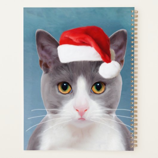 Kat met kerstcadeau voor kerstmis planner (Achterkant)