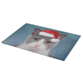 Kat met kerstcadeau voor kerstmis snijplank (Hoek)