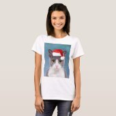 Kat met kerstcadeau voor kerstmis t-shirt (Voorkant volledig)