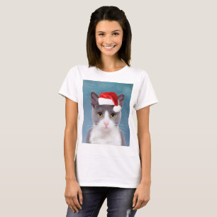 Kat met kerstcadeau voor kerstmis t-shirt