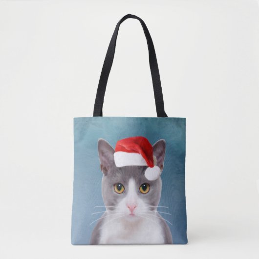 Kat met kerstcadeau voor kerstmis tote bag (Voorkant)