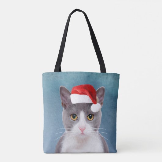Kat met kerstcadeau voor kerstmis tote bag (Achterkant)