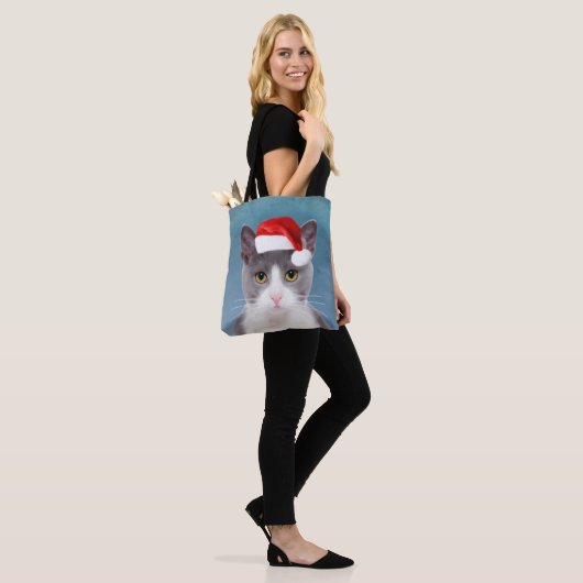 Kat met kerstcadeau voor kerstmis tote bag (Op model)