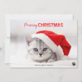 Kat met kerstcadeaubon voor lakens met paketpapier feestdagenkaart (Voorkant)