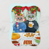 Kat met kerstfeestkaart of uitnodiging (Voorkant / Achterkant)