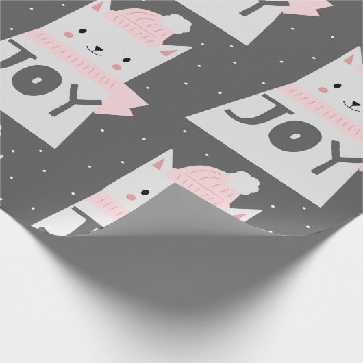 Kat met kerstkaarspatten cadeaupapier (Hoek)