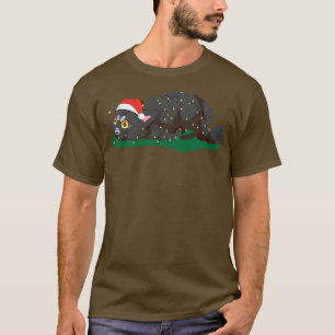 Kat met kerstkeuken met luchtlicht en lomp. t-shirt