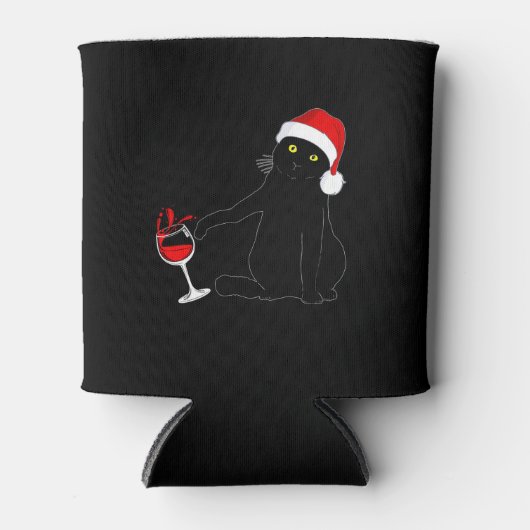 Kat met kerstkeuken voor mannen Wijn Blikjeskoeler (Voorkant)