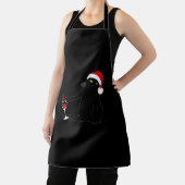 Kat met kerstkeuken voor mannen Wijn Schort (Insitu)