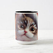 Kat met Kerstman Hoed Kerstmis Tweekleurige Koffiemok (Center)