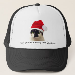 Kat met Kerstmannenhoed Trucker Pet