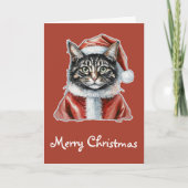 Kat met kerstmanoutfit - Kerstmis 1 Kaart (Voorkant)
