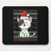 Kat met Kerstmis en lucifers met kerstlampje Sinte Muismat (Voorkant)