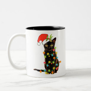 Kat met kerstmis Funny Meowy kerstboomkat Tweekleurige Koffiemok