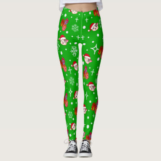 Kat met kerstmis Groene Leggings