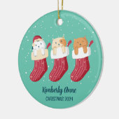 Kat met kerstmis Kat Snowy Winter Holiday Keramisch Ornament (Links)