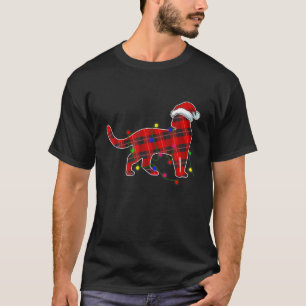 Kat met kerstmis lichten Funny Red Pset Dog papa T-shirt