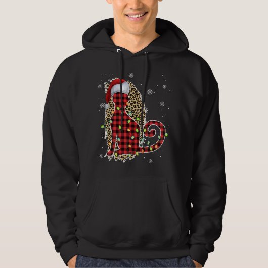 Kat met kerstmis, met bufferstaart, rode kersthaas hoodie (Voorkant)