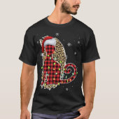 Kat met kerstmis, met bufferstaart, rode kersthaas t-shirt (Voorkant)