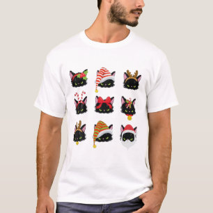 Kat met kerstmis met zwarte kat en lichte kast met t-shirt