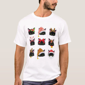 Kat met kerstmis met zwarte kat en lichte kast met t-shirt