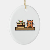 Kat met kersttang. keramisch ornament (Rechts)