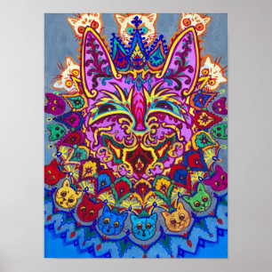 Kat met Ketting Cat van Louis Wain Poster