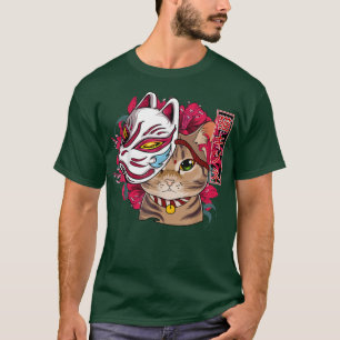 Kat met keukenmasker Kawaii Anime Cat Japans T-shirt