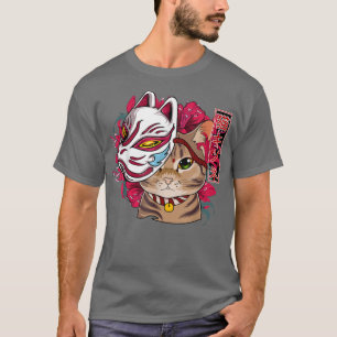 Kat met keukenmasker Kawaii Anime Cat Japans T-shirt