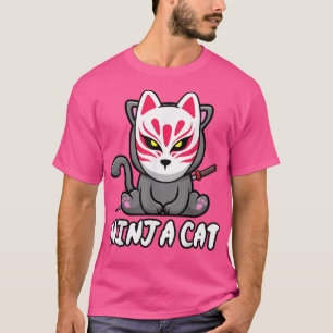 Kat met keukenmasker Kawaii Anime Ninja Cat Ja T-shirt