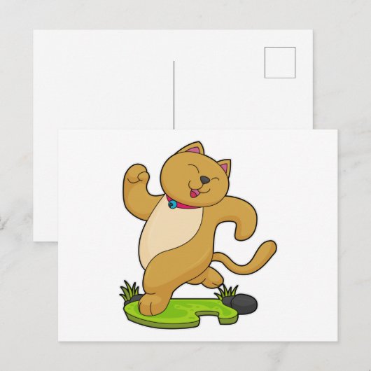 Kat met keuker tijdens gebruik briefkaart (Voorkant / Achterkant)