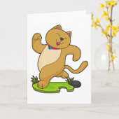 Kat met keuker tijdens gebruik kaart (Gele Bloem)