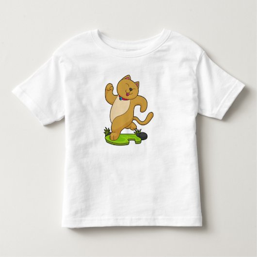 Kat met keuker tijdens gebruik kinder shirts (Voorkant)